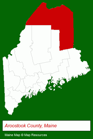 Maine map, showing the general location of Northern Maine Realty