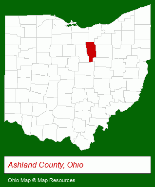 Ohio map, showing the general location of Terrace Lakes Campground