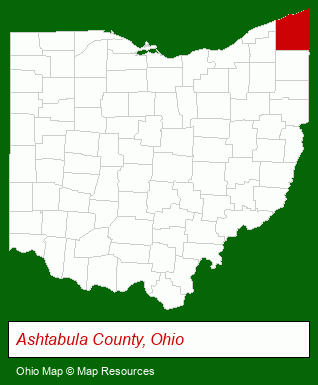 Ohio map, showing the general location of Kenisee's Grand River RV Sales