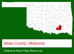 Oklahoma map, showing the general location of Patty Dingle Home & Land Company