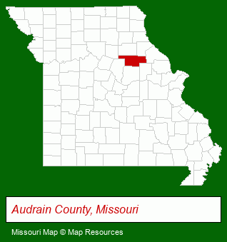 Missouri map, showing the general location of Brett Erdel Van Matre Tanzey
