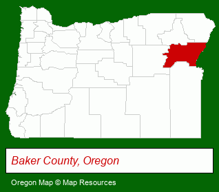 Oregon map, showing the general location of Pine Valley Lodge