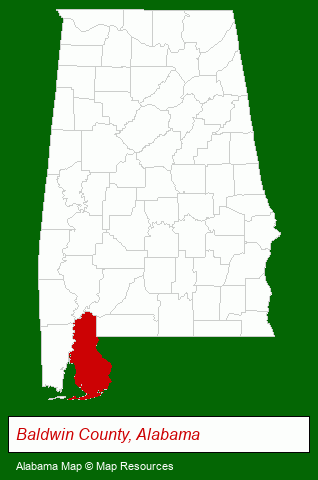 Alabama map, showing the general location of Gulf State Park