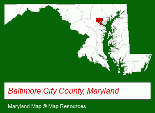 Maryland map, showing the general location of School Sisters of Notre Dame