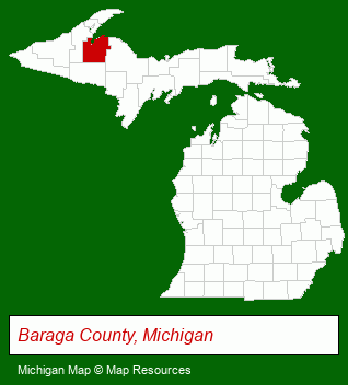 Michigan map, showing the general location of Ojibwa Motel