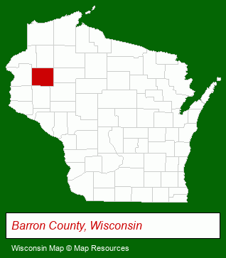 Wisconsin map, showing the general location of Canoe Bay Lodge