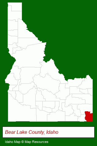 Idaho map, showing the general location of Bear Lake North RV Park Camp
