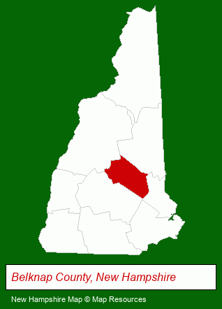 New Hampshire map, showing the general location of Laconia Area Community Land Trust