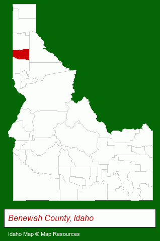 Idaho map, showing the general location of St Joe Valley Credit Union