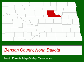 North Dakota map, showing the general location of Eastbay Campground