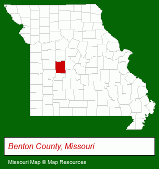 Missouri map, showing the general location of Crist & Sharon Fanning, Lake Area Realtors
