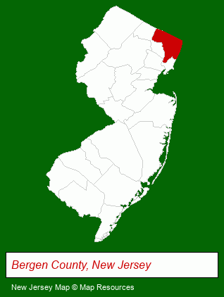 New Jersey map, showing the general location of Demarest Farm