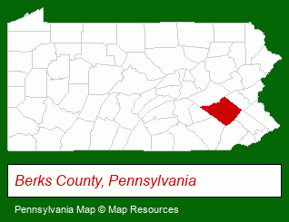 Pennsylvania map, showing the general location of Highlands at Wyomissing Hair