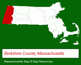 Massachusetts map, showing the general location of Berkshire Mini Warehouse