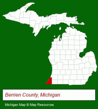 Michigan map, showing the general location of Martin O Kirk