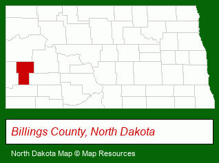 North Dakota map, showing the general location of Medora Campground