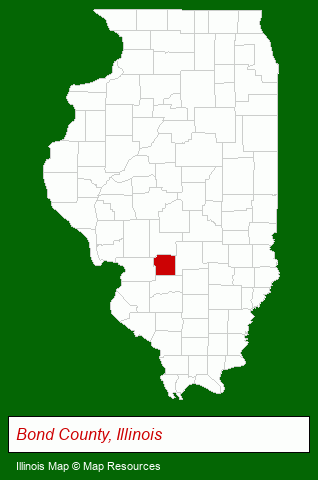 Illinois map, showing the general location of Bond County Realtors