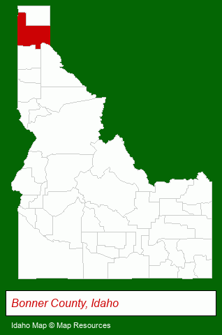 Idaho map, showing the general location of Last Resort Vacation Cabin