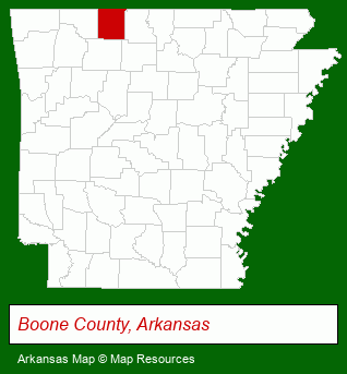 Arkansas map, showing the general location of Little Cedar Cabins