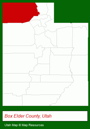 Utah map, showing the general location of Bess Realty