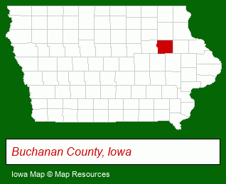 Iowa map, showing the general location of Horkheimer Custom Factory BLT