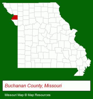 Missouri map, showing the general location of Stationery Credit Union