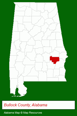 Alabama map, showing the general location of Bonnie Plant Farm