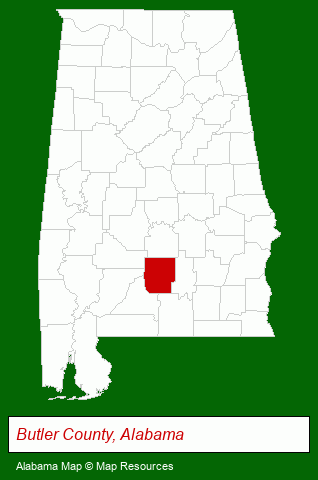 Alabama map, showing the general location of First Realty Of Greenville
