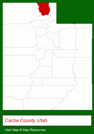 Utah map, showing the general location of Summerfield Retirement Community