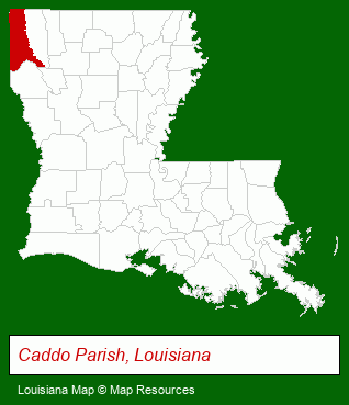 Louisiana map, showing the general location of Donner Properties