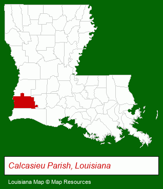 Louisiana map, showing the general location of Loftin Cain & Le Blanc