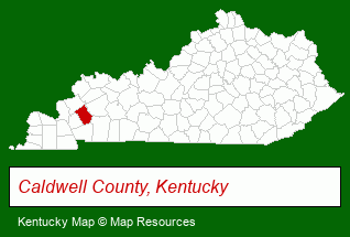 Kentucky map, showing the general location of Woodall Insurance & Real Estate
