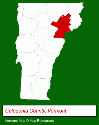 Vermont map, showing the general location of Burke Mountain Ski Area