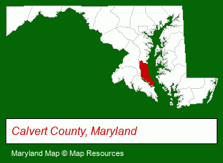 Maryland map, showing the general location of Calvert Commercial Real Estate