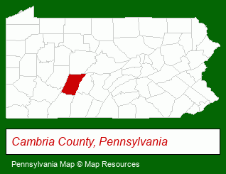 Pennsylvania map, showing the general location of Ayres Ayres & Fleming