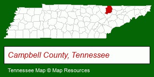 Tennessee map, showing the general location of Cumberland Trail State Park
