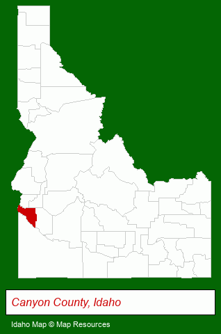 Idaho map, showing the general location of Country Corners RV Park