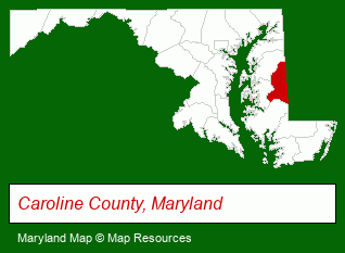 Maryland map, showing the general location of Tanglewood Conservatories
