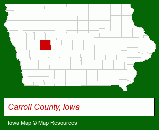 Iowa map, showing the general location of Carroll Parks & Recreation
