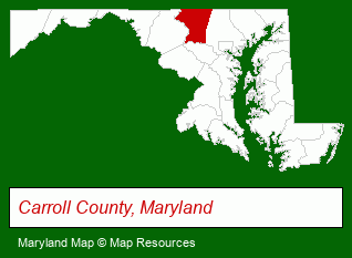 Maryland map, showing the general location of Manchester Manor Retirement Community