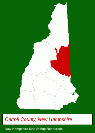 New Hampshire map, showing the general location of Clearwater Lodges