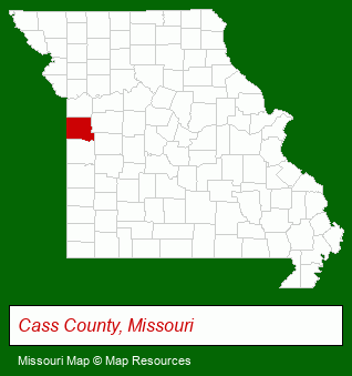 Missouri map, showing the general location of Carnegie Village