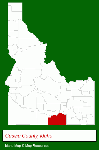 Idaho map, showing the general location of Highland Estates