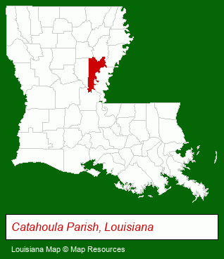Louisiana map, showing the general location of Catahoula Holding Co