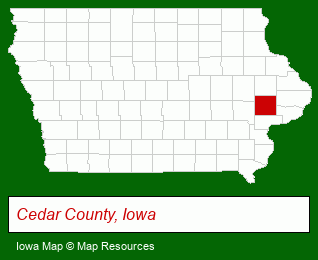 Iowa map, showing the general location of Jan Dendinger Real Estate