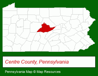 Pennsylvania map, showing the general location of Continental Courts