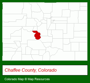 Colorado map, showing the general location of Collegiate Peaks Realty