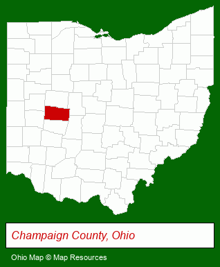 Ohio map, showing the general location of Eva Carey Realty
