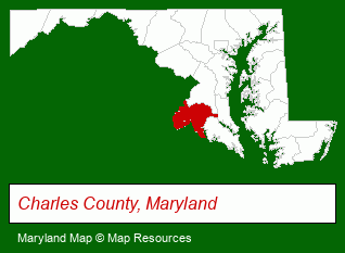 Maryland map, showing the general location of Century 21