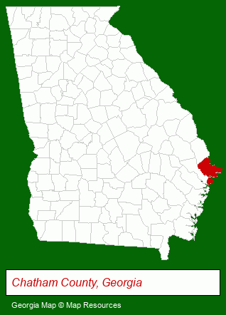 Georgia map, showing the general location of Savannah Commons Beauty Salon